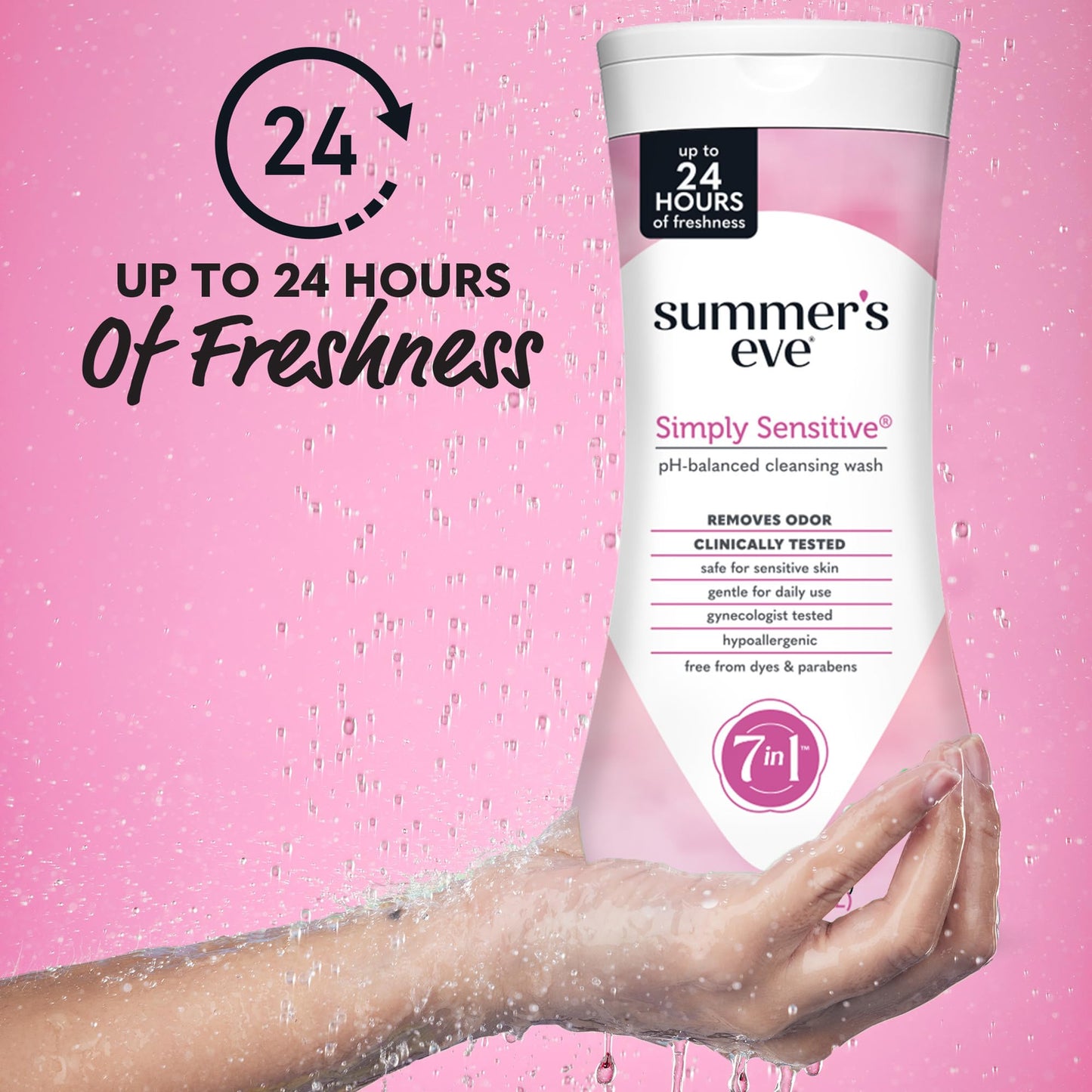 Summer’s Eve Simply Sensitive All-Over Daily Feminine Wash, Gentle pH-Balanced Body Wash for Women, Feminine Care to Remove Vaginal Odor, Gynecologist Tested, 15 Fl Oz, Pack of 3