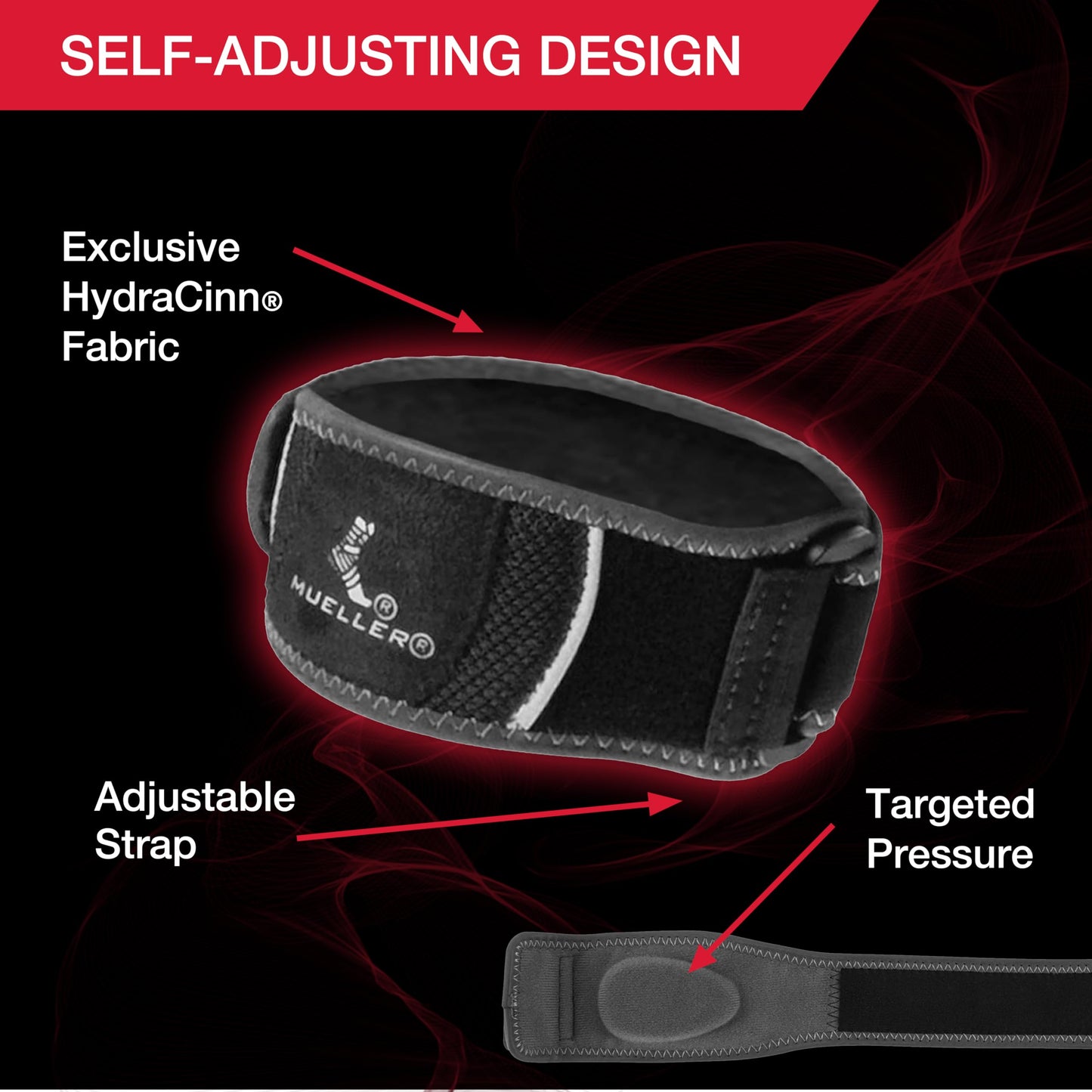MUELLER Sports Medicine Hg80 Premium Tennis Elbow Support Strap, Elbow Pain Relief Brace For Men and Women, Black,