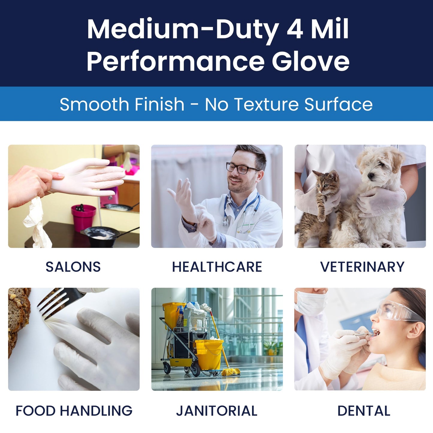 Adenna Vitex 4 mil Vinyl Powder Free Exam Gloves (Cream, Medium) Box of 100