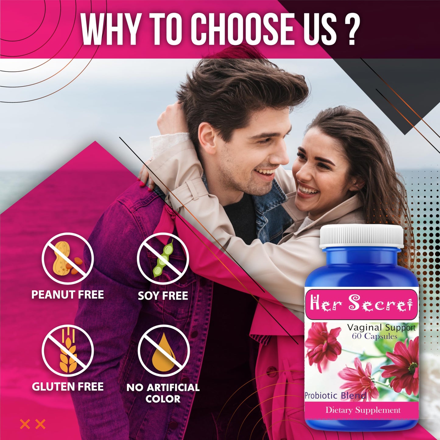 Probiotics for Women Supplement – Feminine & Vaginal Probiotics with Cranberry – Daily Women’s Probiotic Capsules for Vaginal Flora, Urinary & Digestive Support – 60 Capsules
