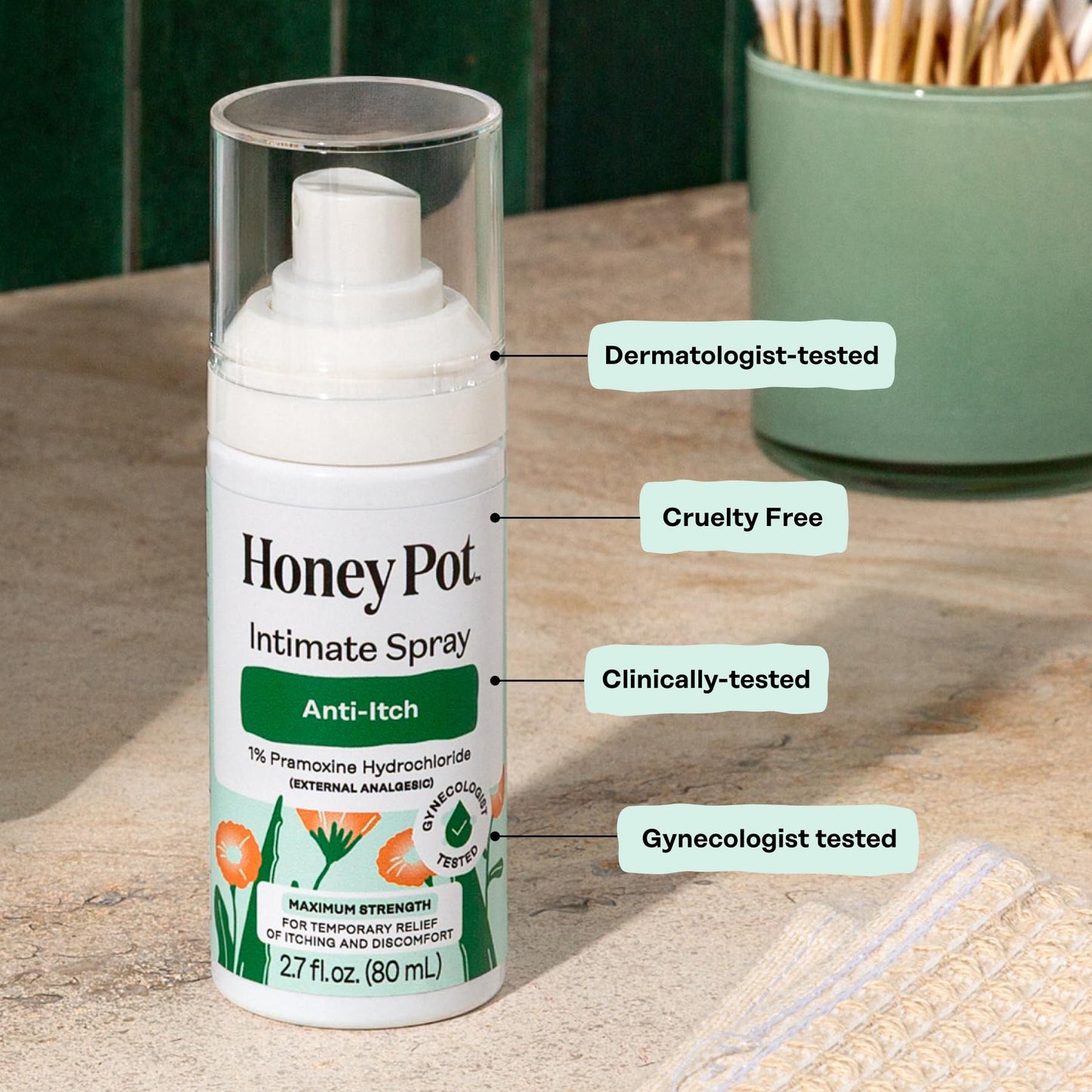 The Honey Pot Company - Feminine Anti-Itch Soothing Wipes & Anti-Itch Spray Bundle - At Home or On the Go Medicated Wipes & Spray to Relieve Itching & Discomfort - Maximum Strength - Feminine Care