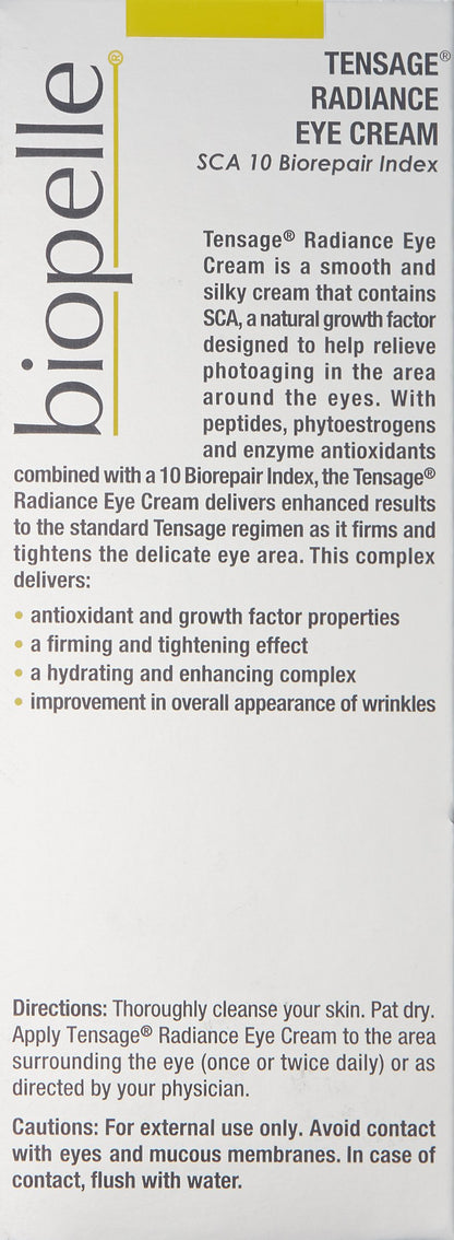 Biopelle Tensage Growth Factor Radiance Eye Cream with SCA 10 Biorepair Index, Illuminating Eye Care, 0.52 Oz