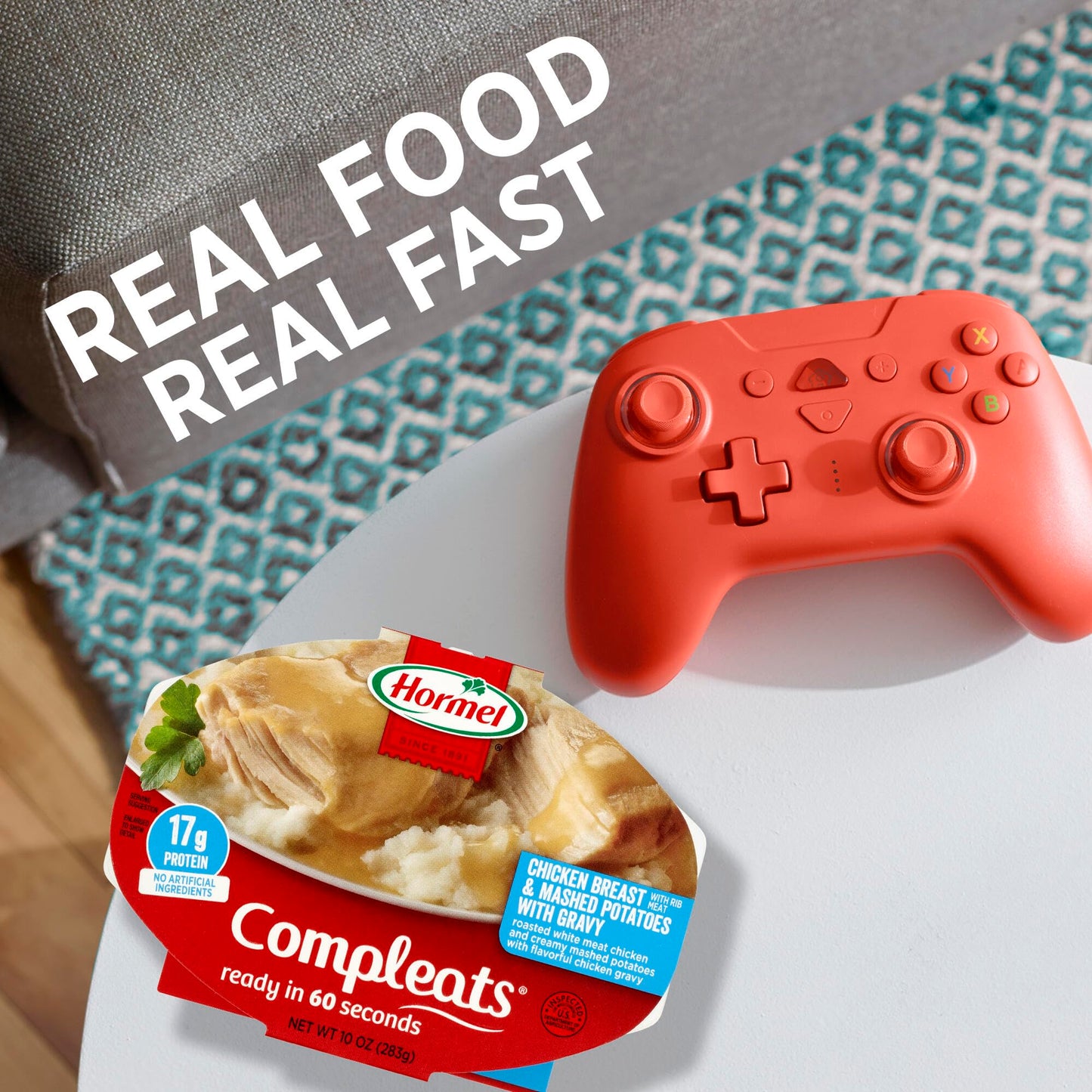 HORMEL COMPLEATS Chicken Breast & Mashed Potatoes With Gravy Microwave Tray, 10 oz (Pack of 6)