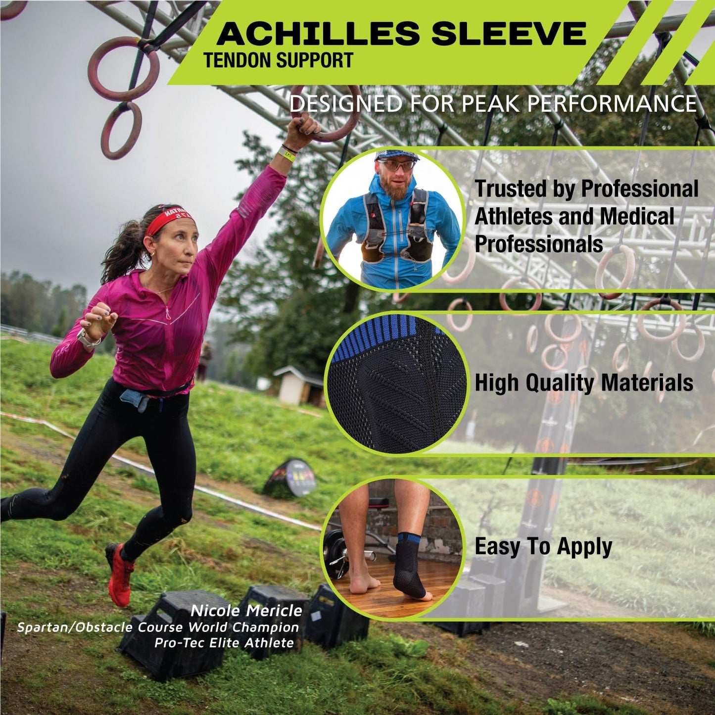 Pro-Tec Athletics Achilles Sleeve with Dual Gel Compression Strips, Achilles Tendon Support for Tendinitis Relief,