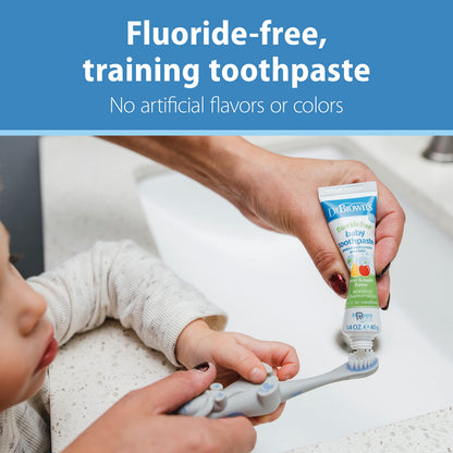 Dr. Brown's Fluoride-Free Baby Toothpaste, Infant and Toddler Oral Care, 1.4oz/40g, 0-3 Years, Apple Pear, 3-Pack