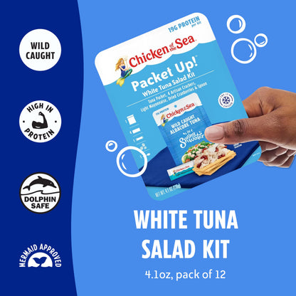 Chicken of the Sea Packet Up! White Tuna Salad Kit, 4.1 oz. Packets, 12-Count – High Protein Tuna in Water – Classic Tuna Salad for Easy, Nutritious Ready to Eat Meals