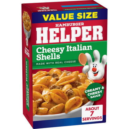 Hamburger Helper Cheesy Italian Shells Value Size Pasta Meal (9.9 oz - 6 Pack) No Artificial Flavors, Ready in 3 Easy Steps, Quick Meals for Midweek Dinners, Busy Evenings & Families On-the-Go