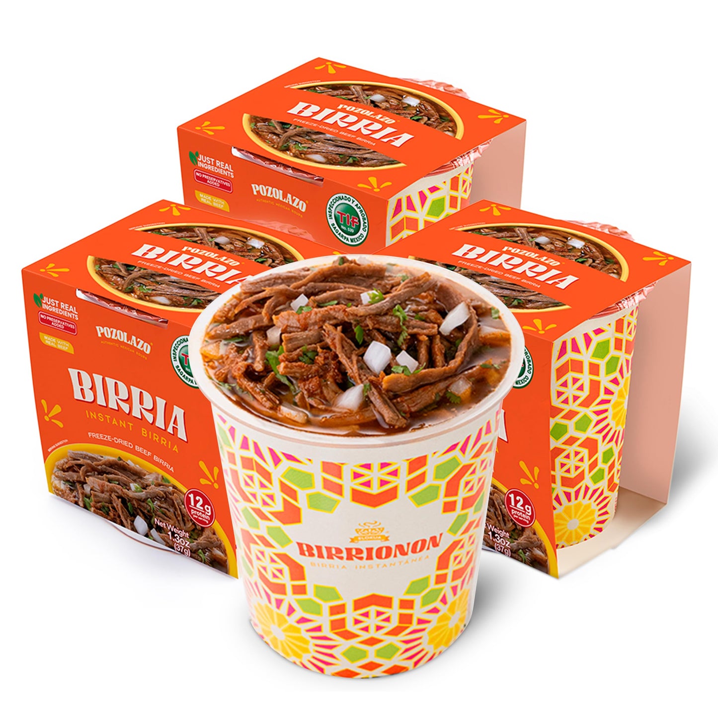 POZOLAZO | Birria Mexican Beef Stew 4-Pack - Freeze-Dried - Authentic Mexican Flavor with Real Tender Beef, Chiles & Traditional Seasoning - Ready in Minutes - Mexican Food