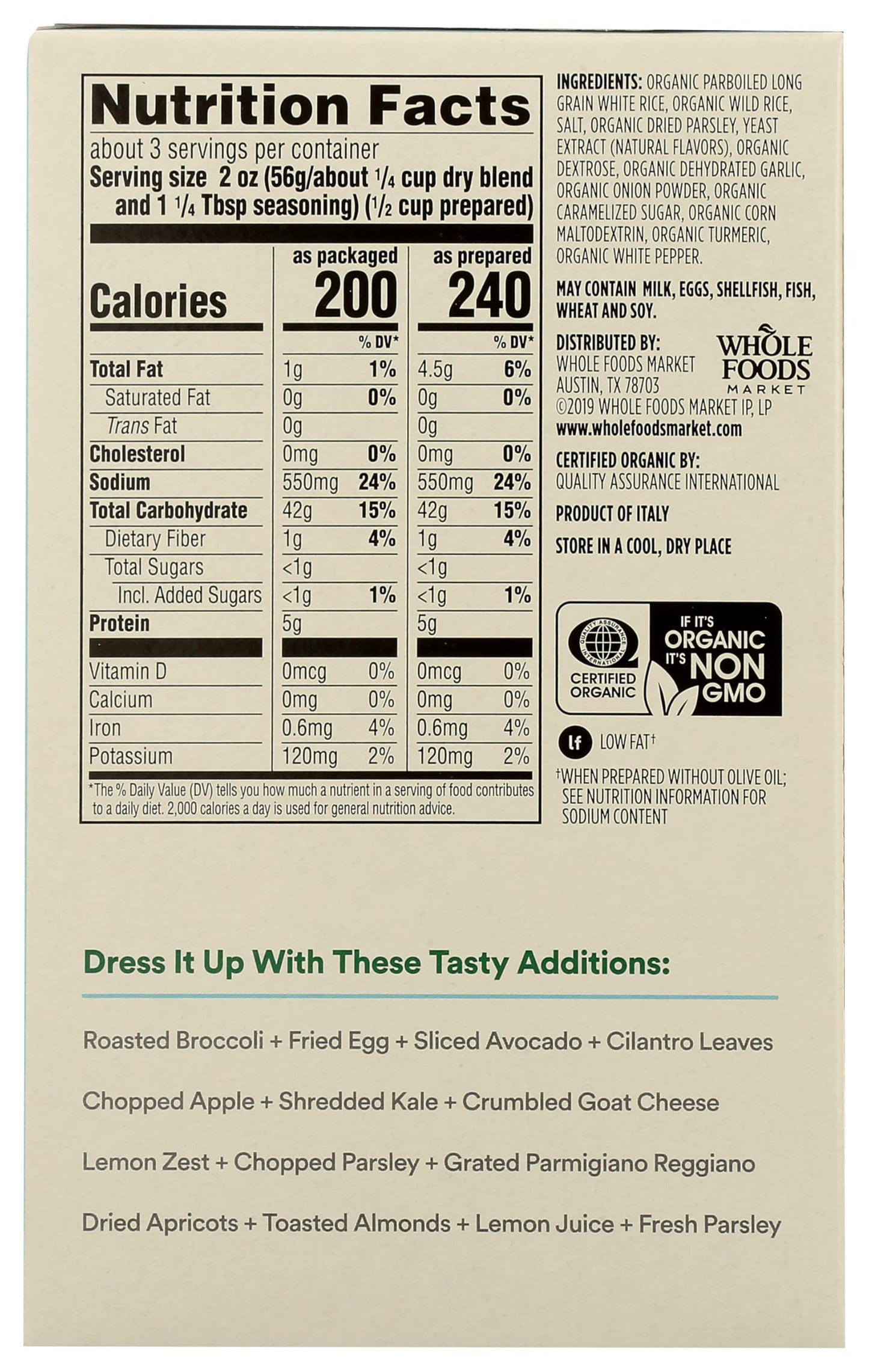 365 by Whole Foods Market, Organic Long Grain & Wild Rice Pilaf, 6 Ounce