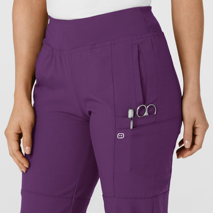 Women's Comfort Waist Cargo Jogger Scrub Pant, Eggplant, 3X