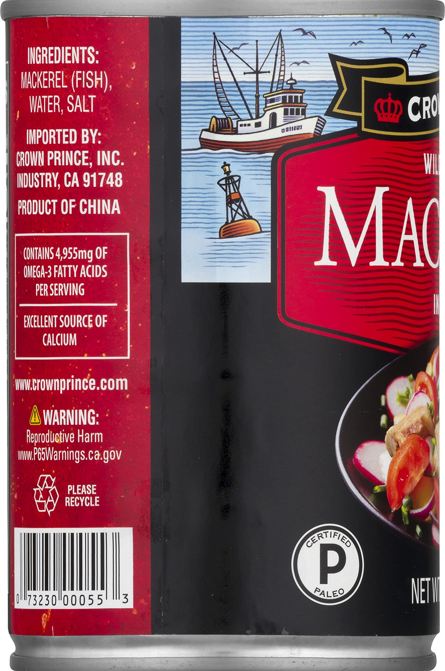 Crown Prince Mackerel in Water, 15-Ounce Cans (Pack of 12)