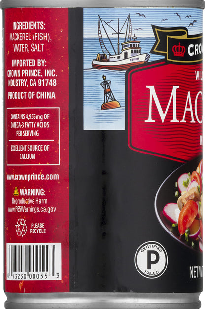 Crown Prince Mackerel in Water, 15-Ounce Cans (Pack of 12)