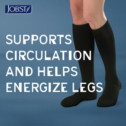 JOBST ACTIVA Athletic 8-15 mmHg Compression Socks for Travel and Sports, Designed for Women and Men, Knee High, Closed Toe, White, Large