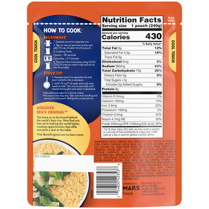 BEN'S ORIGINAL Risotto Cheese Flavored Rice, Easy Dinner Side, 8.5 oz Pouch (Pack of 12)