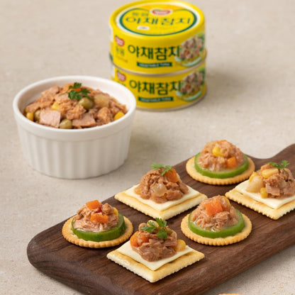 Dong-Won Korean Tuna Can with Vegetables 90g x 5 - Canned Tuna in Water for Gimbab, Pasta, Salads & Sandwiches - Ready-to-Eat Tuna Fish, Protein & Fiber Rich - Long Shelf Life, Convenient Groceries