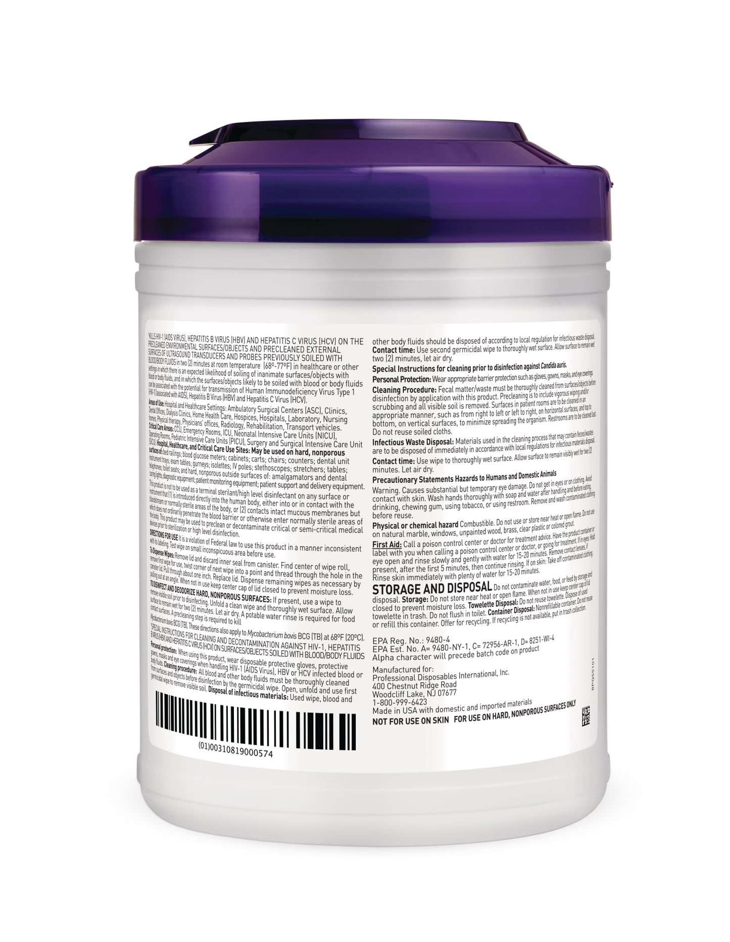 Super Sani-Cloth Germicidal Disposable Wipe, Hospital Grade Disinfection, 160 Large 6" x 6.75" Wipes Each, Case of 12 Canisters