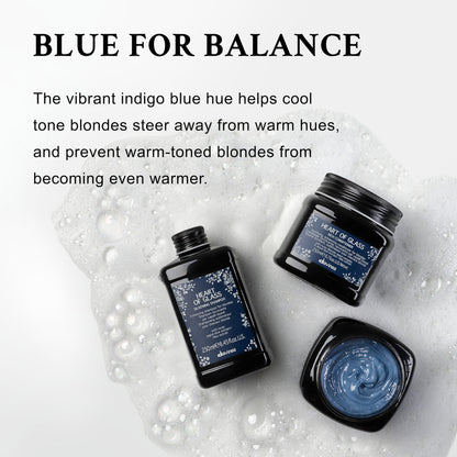 Davines Heart of Glass Silkening Shampoo, Enhancing Blue Shampoo for Blonde & Silver Hair - Gentle Cleanser with Jagua Blue Extract Balances Tones, Illuminates & Nourishes Weightlessly