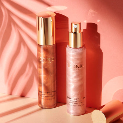 ICONIC LONDON Prep-Set-Tan Original | Shimmering Self Tanning Facial Mist with Hyaluronic Acid, Cruelty-Free, Vegan Makeup, 2.53 Fl oz