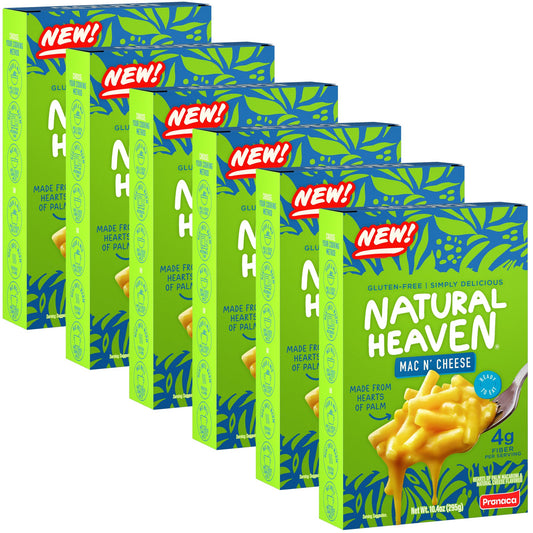 Natural Heaven Hearts of Palm Mac N’ Cheese, Gluten-Free, 6-Pack, Prepared Meals, Ready to Eat in 60 Seconds, 9 Oz Boxes