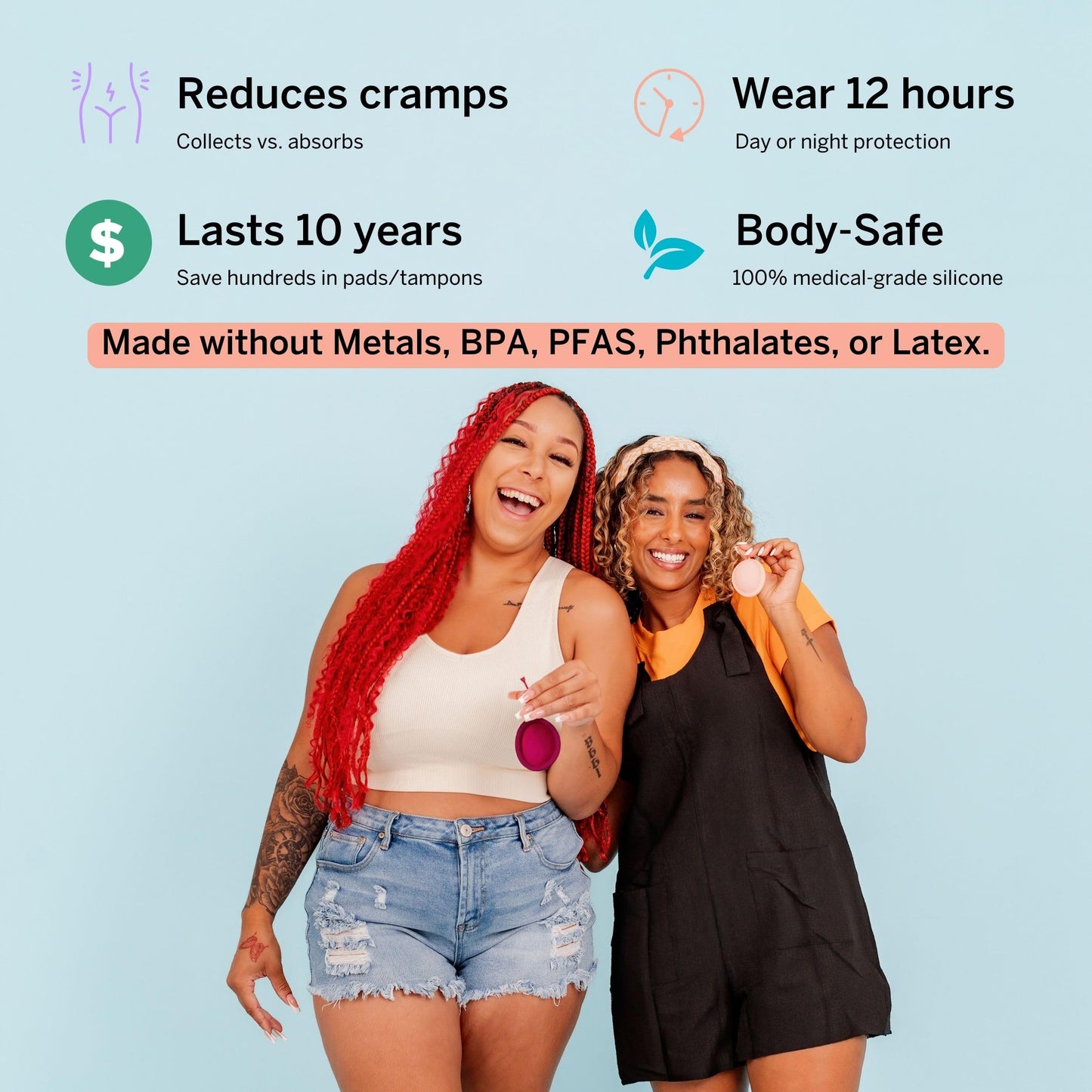 Pixie Menstrual Cup & Disc Duo for Feminine Care - Ranked 1 for Most Comfortable Reusable Period Cup & Disc - Buy One We Give One - Includes Ebook Guide, Flushable Wipes, Lube, Sanitizer & Storage Bag