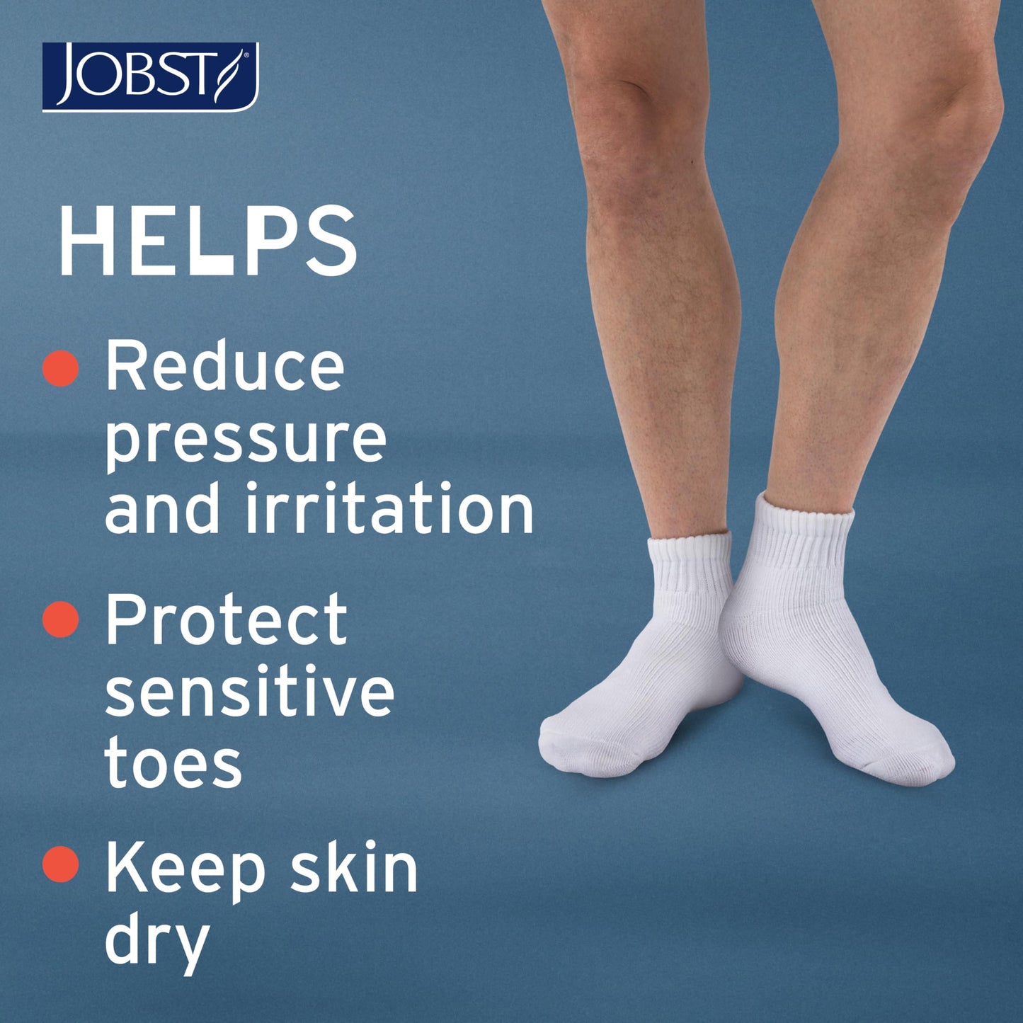 JOBST SensiFoot Diabetic Support Socks for Men and Women with Seamless Toe and Moisture Management - Extra Padding in Toe, Foot, and Heel Area - Mini Crew - Closed Toe - White, X-Large