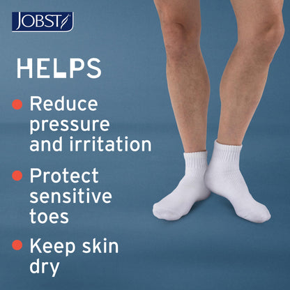 JOBST SensiFoot Diabetic Support Socks for Men and Women with Seamless Toe and Moisture Management - Extra Padding in Toe, Foot, and Heel Area - Mini Crew - Closed Toe - White, X-Large