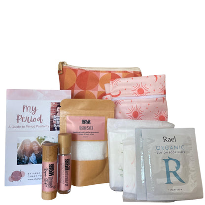 Skin to Skin My First Period Kit for Girls 10-16: Menstrual Starter Kit with Pads, Panty Liners, Cramp Relief, Educational Booklet