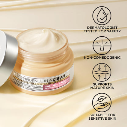 IT Cosmetics Confidence in a Cream - Hydrating & Anti Aging Face Moisturizer, Visibly Reduces Fine Lines & Wrinkles, Up To 48H Hydration, Repairs Skin Barrier, Squalane & Ceramides, For All Skin Types