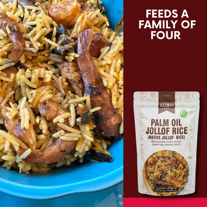 THE ADOM COMPANY - Authentic Native Jollof Rice Mix, Ready-to-Cook, Richly Spiced, All-Natural, No Preservatives, 20-Min Meal, Perfect for Family & Parties, 430g (Mild)