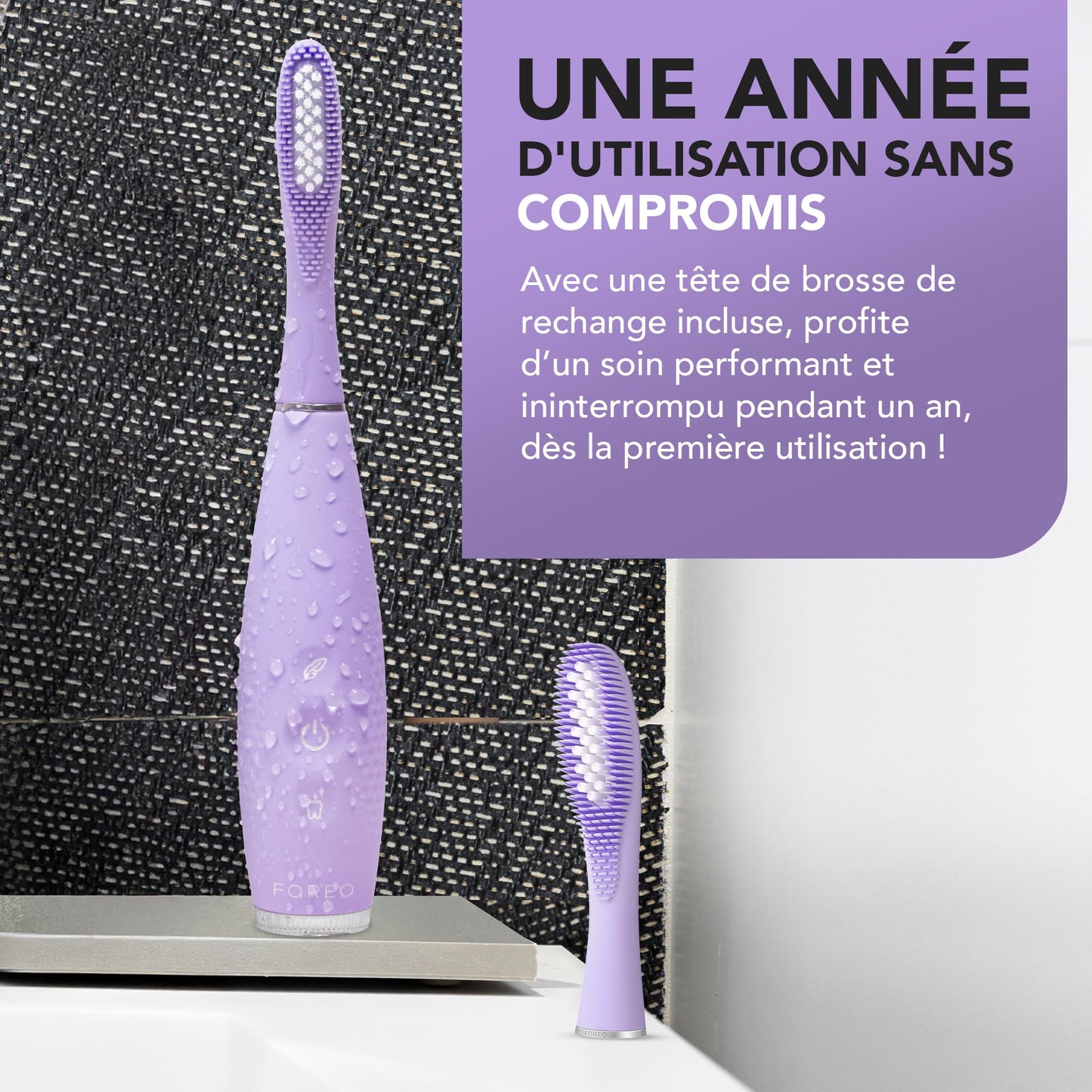 FOREO ISSA 4 Plus Sonic Electric Toothbrush - 4-in-1 AI-Guided Rechargeable Toothbrush Bundle with Extra Silicone & Polymer Hybrid Brush Head, Soft Bristles, Whitening Teeth - Lavander