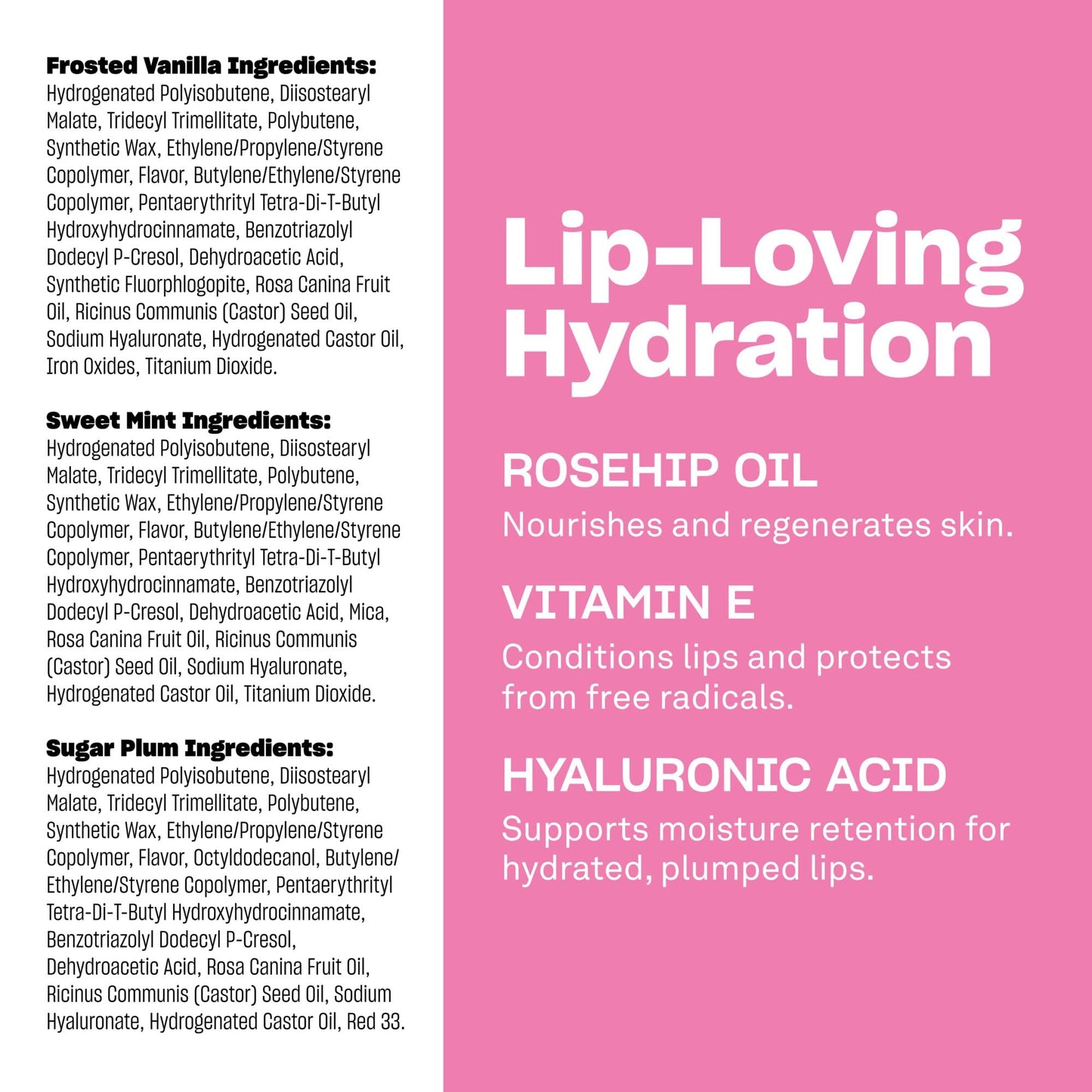 BABE ORIGINAL Lip Mask Minis Trio, Set of 3, Overnight Lip Mask for Dry Lips | Frosted Vanilla, Sweet Mint & Sugar Plum Scented | Vitamin E, Roship Oil & Hyaluronic Acid for Smoother, Moisturized Lips