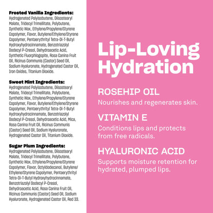 BABE ORIGINAL Lip Mask Minis Trio, Set of 3, Overnight Lip Mask for Dry Lips | Frosted Vanilla, Sweet Mint & Sugar Plum Scented | Vitamin E, Roship Oil & Hyaluronic Acid for Smoother, Moisturized Lips
