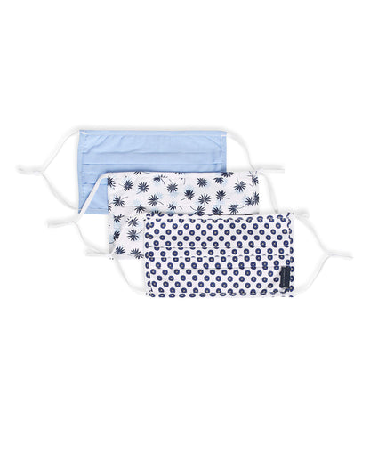 Perry Ellis Standard Reusable Pleated Woven Fabric Face Masks (Pack of 3, Assorted Prints and Colors)