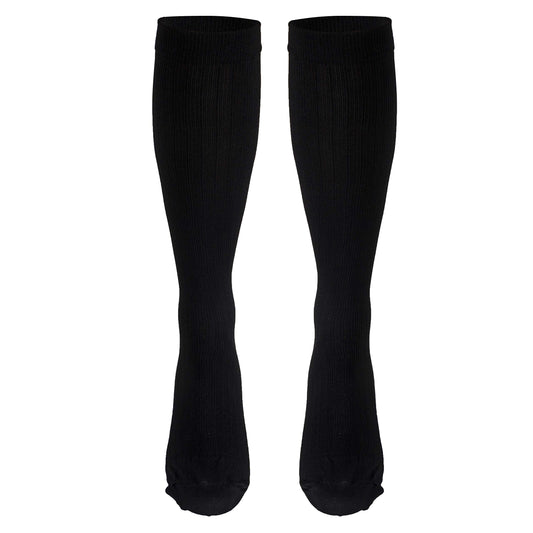 NuVein Men's Compression Socks, 8-15 mmHg Support, Dress Trouser Style, Over Calf Knee High, Black, Small