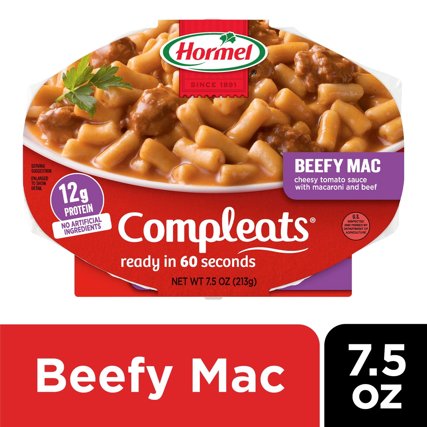 HORMEL COMPLEATS Beefy Mac & Cheese Microwave Tray, 7.5 Ounces (Pack of 7)