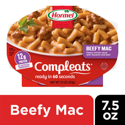 HORMEL COMPLEATS Beefy Mac & Cheese Microwave Tray, 7.5 Ounces (Pack of 7)
