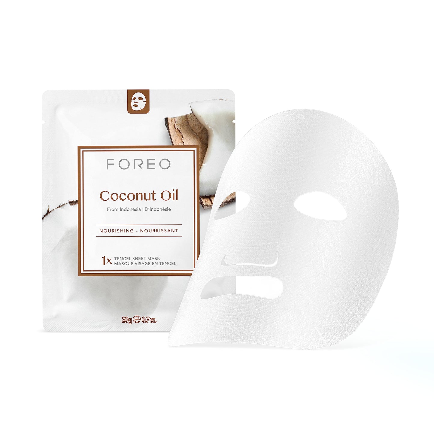 FOREO Coconut Oil Nourishing Sheet Mask for Dehydrated Skin, 3 pack, Deeply Moisturizing Clean Formula, Cruelty-free, Compatible with UFO devices