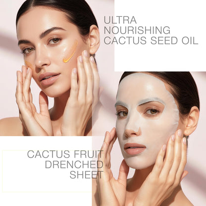 STARSKIN Orglamic Pink Cactus 2-Step Sheet Mask 1x25g, Hydrating & Firming Face Mask for all Skin Types, Revitalizing and Nourishing with Tumeric and Camellia Oil, K Beauty Skincare