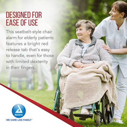 Dynarex Chair Alarm Seatbelts - Hook & Loop Wheelchair Belt for Monitoring - Chair Alarms and Fall Prevention for Elderly Patients - Compatible with Protech Monitor Devices