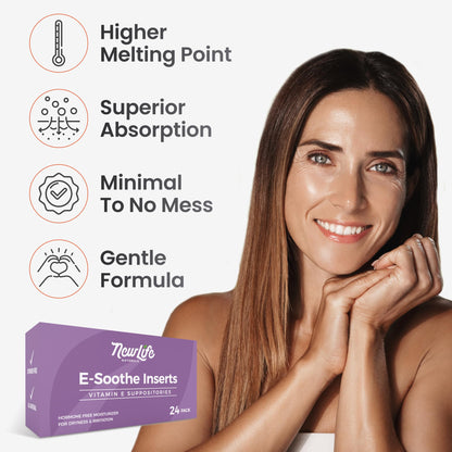 NewLife Naturals Vitamin E Inserts for Women - Vaginal Moisturizer Support for Moisture Hydration and Support - All Natural Feminine Care - 38IU - 2 x 24 Packs