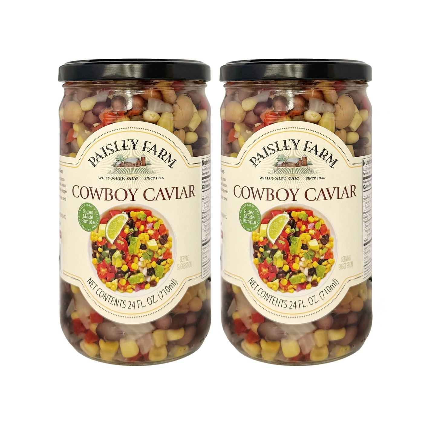 Paisley Farm Cowboy Caviar 2-Pack – Ready-to-Serve Bean & Corn Medley – Gluten-Free Southwestern Side Dish or Dip – 24 oz Jars