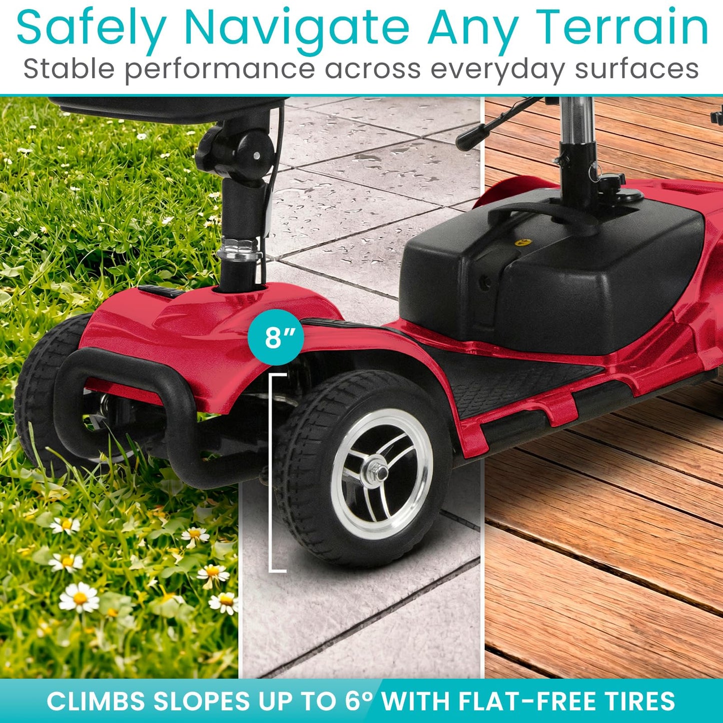 Vive 4 Wheel Mobility Scooter - Electric Powered Wheelchair Device - Compact Heavy Duty Mobile for Travel, Adults, Elderly - Long Range Power Extended Battery with Charger & Basket
