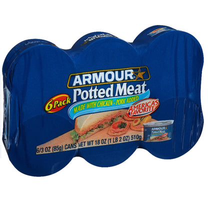 Armour Star Potted Meat, Ready to Eat Canned Meat, 10g Protein Per Serving, 3 oz. (Bulk Pack of 6)
