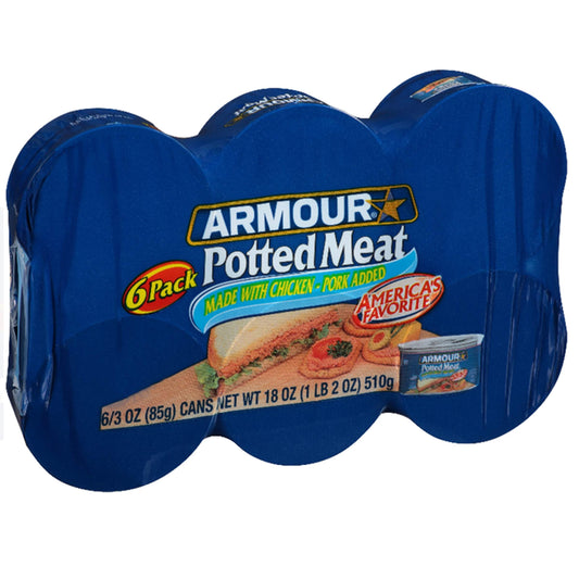Armour Star Potted Meat, Ready to Eat Canned Meat, 10g Protein Per Serving, 3 oz. (Bulk Pack of 6)