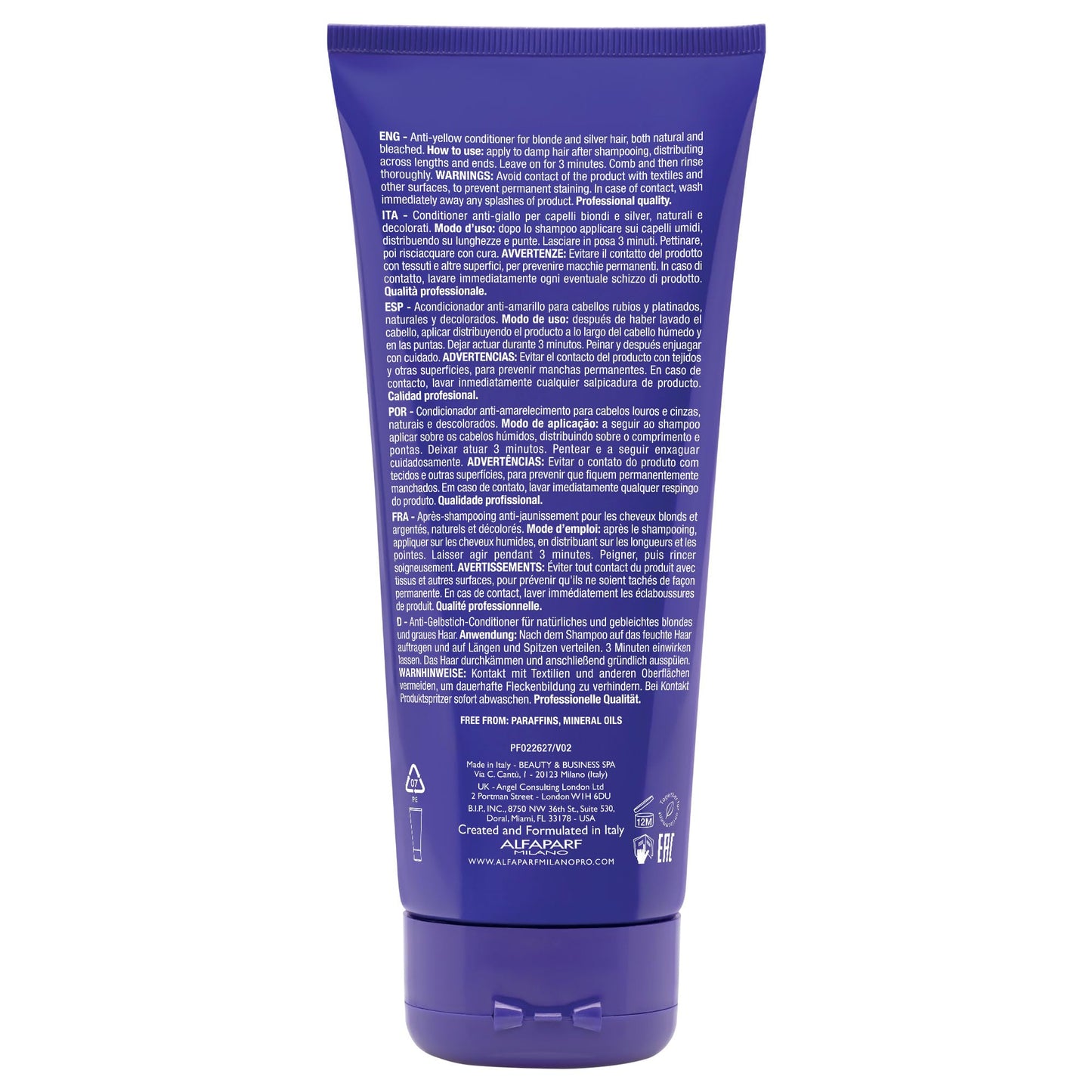 ALFAPARF MILANO Semi di Lino Color Depositing Purple Conditioner - Removes Yellow & Brassy Tones for Blonde, Platinum, Highlighted, Gray, & Silver Hair - Brightens, Moisturizes, Adds Shine