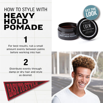 American Crew Men's Hair Pomade, Like Styling Gel with Heavy Hold & High Shine, 3 oz