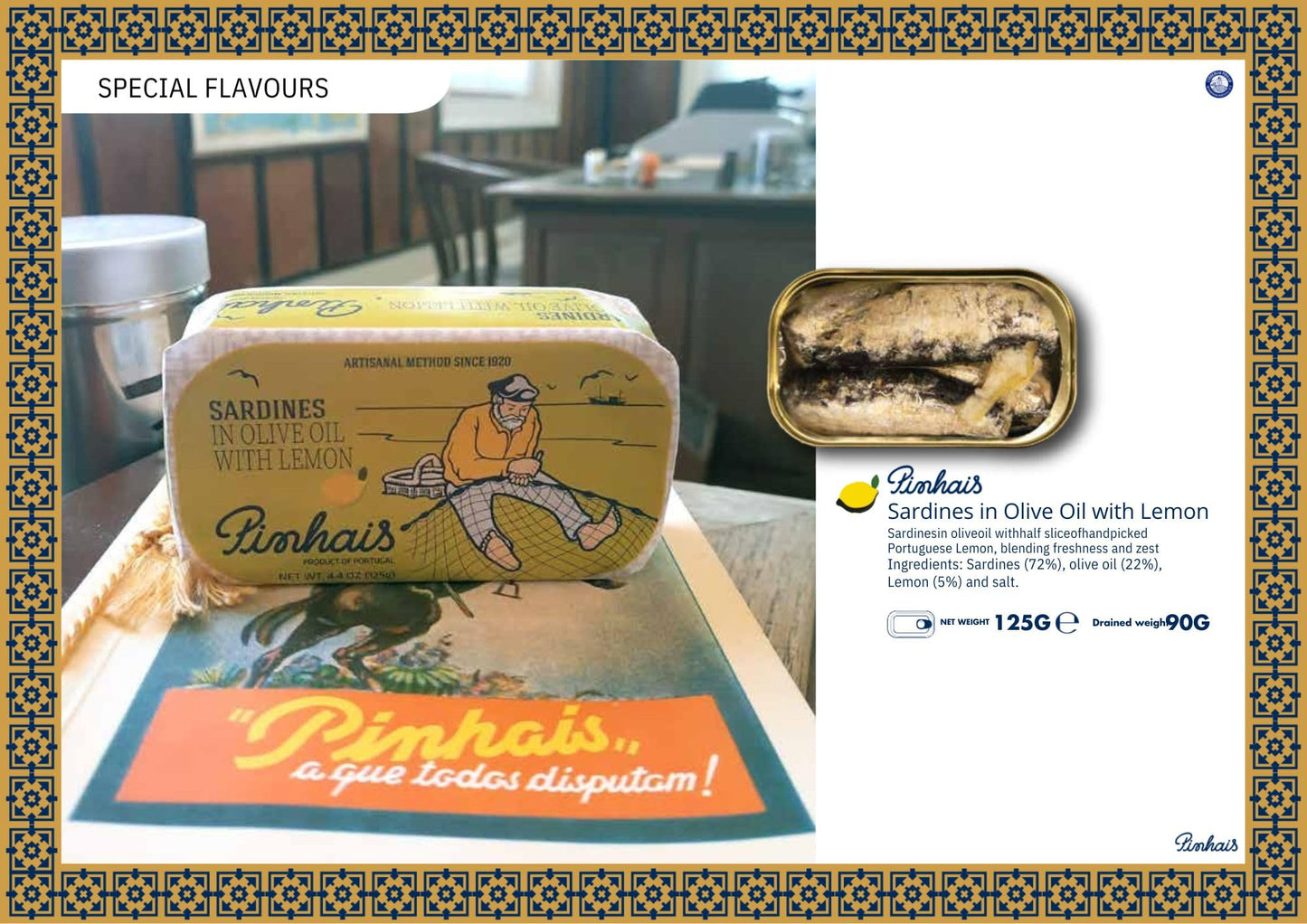 Sardines in Olive Oil w/ Lemon from Portugal by Pinhais, 4.4 oz (125 g)