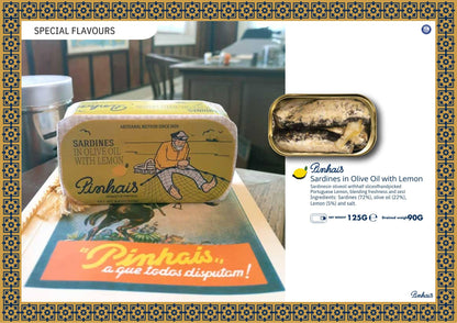 Sardines in Olive Oil w/ Lemon from Portugal by Pinhais, 4.4 oz (125 g)