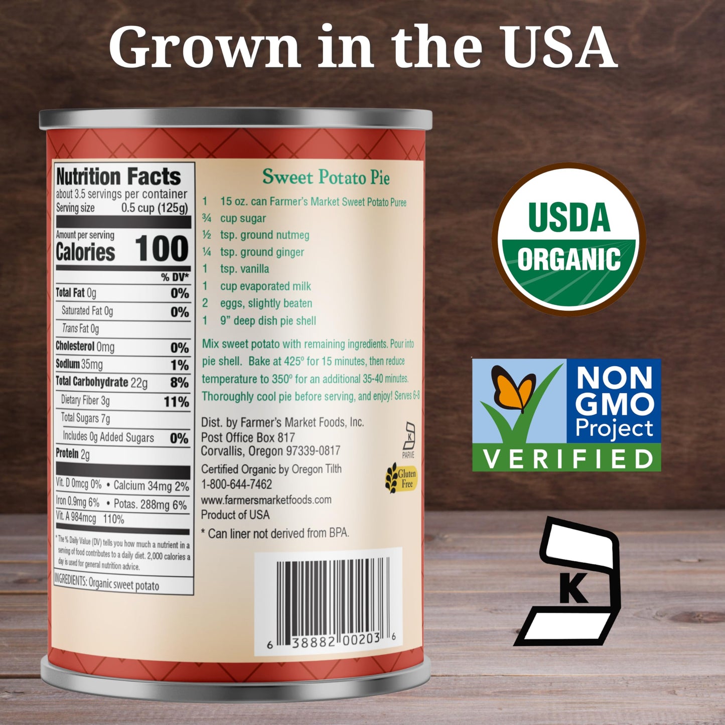 Farmer's Market Organic Sweet Potato Puree, 15 Ounce (Pack of 12)