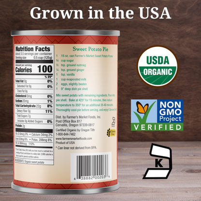 Farmer's Market Organic Sweet Potato Puree, 15 Ounce (Pack of 12)